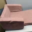 ZICOTO Comfy Kids Chair for Toddler - Stylish 2 in 1 Lounger Made of Memory Foam Easily Unfolds Into a Soft Baby Couch to Nap On - Modern Fold Out Sofa for The Little Ones (Pink)