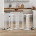 Dog Gate 32" Tall Freestanding Dog Gate for Doorways Foldable Pet Gate for Dogs Indoor (White,4 Panel)