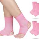 Haysandy 4 Pieces/ 2 Pair Kids Ankle Support Brace Elastic Kids Compression Socks Knitted Ankle Sleeve for Jogging Running Fitness (Pink, 5-10 Years)
