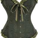 Vintage Corset Tops for Women Renaissance Corset Bustier Lingerie Overbust Bodyshaper Top (Green)