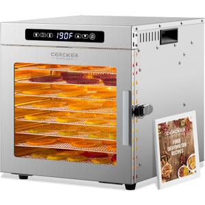 Food-Dehydrator Machine 9 Stainless Steel Trays, 1000W Fruit Dehydrator,7.7ft Meat Dryer for Jerky,190F Temperature Control,24H Timer Dryer Machine for Herbs,Beef
