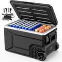 12V Refrigerator Electric Cooler 68QT for Car&Camping with Wheels,Black, 68 Quart