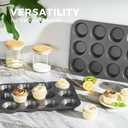 HONGBAKE Muffin Pan for Baking, Nonstick Cupcake Tin 12 Cup, 2 Pack Cup Cake Tray, Premium Cheesecake Pans, Dishwasher Safe - Dark Grey