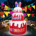 Inflatable 6FT Happy Birthday Cake Decorations, Light Up Sign, Perfect for Girl Birthday Gift Indoor Outdoor Yard Hdecoracin Inflable Feliz Cumpleaos