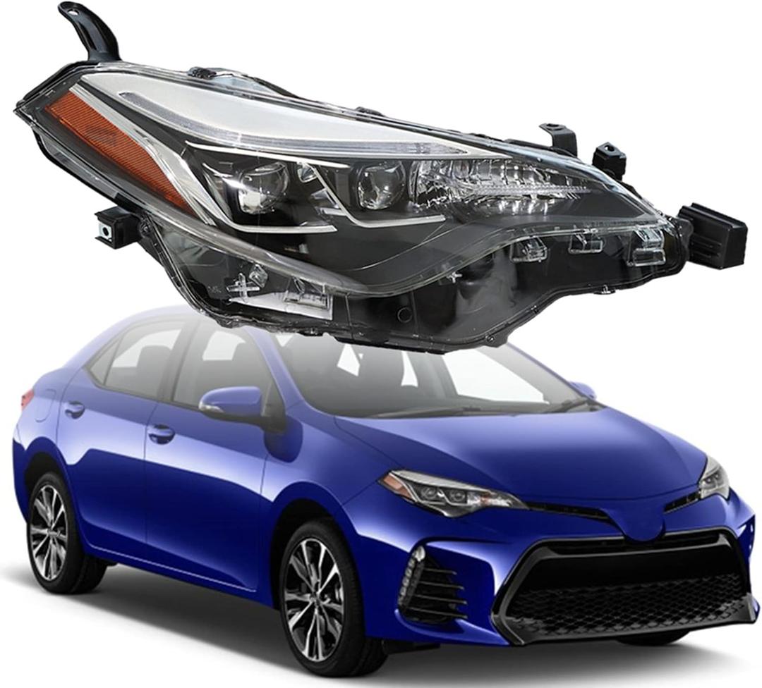 munirater 1-Pack RH Projector Headlight Headlamp Assembly Set Replacement for Corolla SE 2017 2018 2019 Sedan Passenger Side Headlamps