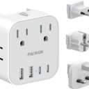European Travel Plug Adapter Set, 8-in-1 Travel Adapter with 4 Outlets, 4 USB Ports (2 USB C), US to UK/EU Universal Travel Adapter, International Power Adapter with Type G/E/F/C Detachable Plugs