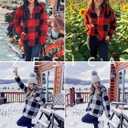 ZESICA Women's Plaid Long Sleeve Zipper Sherpa Fleece Sweatshirt Pullover Jacket Coat with Pockets (M)