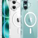 FNTCASE for iPhone 16 Case Clear: Magnetic Phone Cases with Screen Protector Drop Proof Compatible with Magsafe Slim Anti Yellowing Rugged Shockproof Protective Transparent Cell Cover (A-Clear)