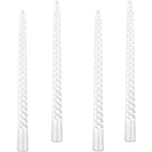 Kemladio 4 pcs 10 inch Taper Candles, Burning Unscented Tapered 7.5 hrs, Fancy Dinner,Tall Candle Sticks, Halloween Party Decorations (4pcs, White)