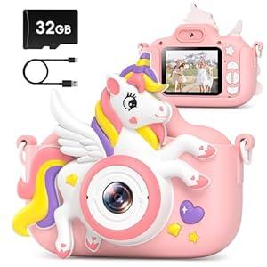 Kids Camera Toys Digital Camera for Girls Boys, Christmas Birthday Gifts for Kids Age 3-12, Selfie 1080P HD Video Digital Camera for 3 4 5 6 7 8 9 10 Year Old Girls with 32GB TF Card