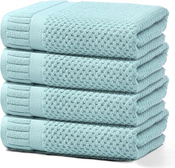 DIGEU 100% Cotton Bath Towels for Bathroom,Highly Absorbent Bath Towels Set Quick Dry,Luxury Soft Towels for Hotel(4 Piece,Electric Blue)