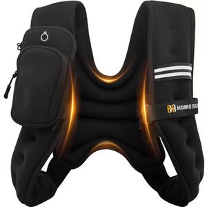 HOMESURE Weighted Vest with Reflective Stripe, Black, 15 lbs