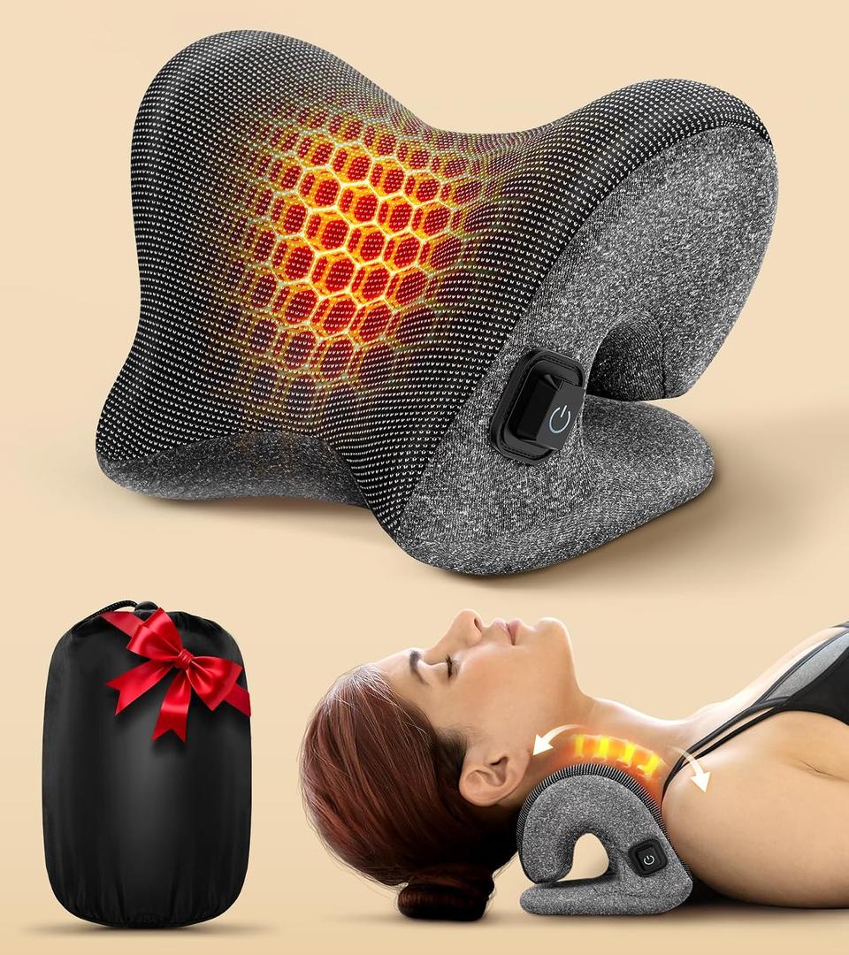 5X Pain Relief Neck Massager with Heat, Graphene-Infused Instant Heating Neck Stretcher for TMJ Migraine, Smart Control Cervical Traction Device Pillow for Heat Therapy, Christmas Gifts for Women Men