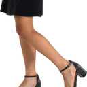 mysoft Women's Chunky Low Heels Open Toe Block Heeled Dress Ankle Strap Pump Wedding Sandals (9.5, Black)