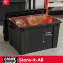 IRIS USA 20 Gallon Lockable Storage Bins with Lids, 6 Pack - Made in USA, Heavy Duty, Stackable Containers, Garage Organizing Bins Moving Tubs, Rugged Sturdy Equipment Utility Box - Black