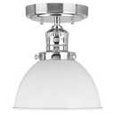 Design House Savannah Rustic Farmhouse Ceiling Light, Semi-Flush Mount, Dimmable, Polished Chrome, White Metal Shade, 8 in x 8 in x 9 in, 588319-PC