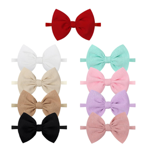 YanJie Handmade Elastic Hairband, Nylon Hair Bows for Girls Infant Toddlers Kids, 9 PCS One Size Fits All Hair Accessories for Newborn Baby