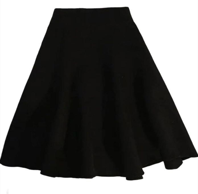 Women Solid Knitted Mini Skirt Elastic High Waist A Line Pleated Thick Vintage French Skirt Fall Winter M