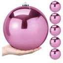 Zubebe 6 Pcs 8" Extra Large Outdoors Christmas Balls Ornaments Jumbo Oversized Christmas Tree Decorations Giant Hanging Xmas Plastic Balls Ornaments for Lawn Yard Decoration (Pink Glitter)