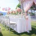 White Tablecloth Rectangle Tables 6FT, Polyester Wrinkle Free Stretch Table Cloth 6ft Pleated Ruffle Fitted Table Cover with Skirt for Weddings Birthday Banquet Baby Shower (72" x 30" (Rectangular))