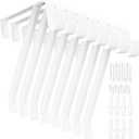 Gisafai 8 Pack Heavy Duty Closet Rod Brackets 12x9.8 Inch White Adjustable Metal Wall Mounted Closet Rod Support Brackets Hook with Screws for Clothes Storage Hanger