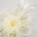 Women's Feather Mesh Flower Fascinator with Headband and Clip Wedding Tea Party Fascinator Hats for Ladies (Yellow)