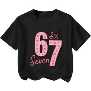 RoseSeek Girl's Star Number Graphic Tees Crew Neck Short Sleeve T Shirts Summer Streetwear Tops 11Y