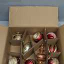 Valery Madelyn Glass Christmas Ornaments Set, 9ct Medium Red Gold Mercury Blown Glass Christmas Tree Ball Decorations, Luxury Hanging Teardrop Finial Faceted Reflector Decor