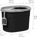 IRIS USA Cat Litter Box Large Top Entry with Lid Enclosed Covered Hooded Design Litter Catching Scatter Shield Pan Dog Proof Pet Proof Scoop Included Odor Control for Indoor Cats Kittens Black/Gray