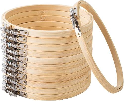 Matchne Embroidery Hoop 12PCS 10 inch Cross Stitch Supplies & Needlework Supplies Easily Loosen/Tighten Bamboo Wooden Hoops for Crafts…