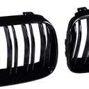 Pair Glossy Black Double Line Front Hood Kidney Grille Grill Compatible with 2011-2013 BMW E92 E93 328i 335i xDrive 2-Door