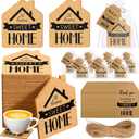 Hushee 50 Sets Housewarming Party Favors Sweet Home Coaster House Shaped Coaster with Thank You Gift Cards House Warming Return Gifts with Organza Bags Twine New Home Gift for Guests Party Decorations (Rustic Color)