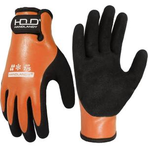 AIGEVTURE Waterproof Winter Work Gloves Men,Cold Weather Insulated Work Gloves Thermal Liner Superior Grip Latex Coating Warm for Outdoor Small (Orange)