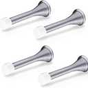 Door Stoppers for Wall  Spring Door Stopper with Rubber Tip  3-1/4"  Pack of 4  Doorstop  Ideal for Home, Offices, Schools (Silvery Grey)