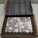 Genuine Scalloped Marble Tray, Real Natural Marble Stone Tray, Luxury Decorative Trays for Bathroom, Dresser, Vanity, Kitchen, Home Decor, 10.6" x 8", Calacatta Gray