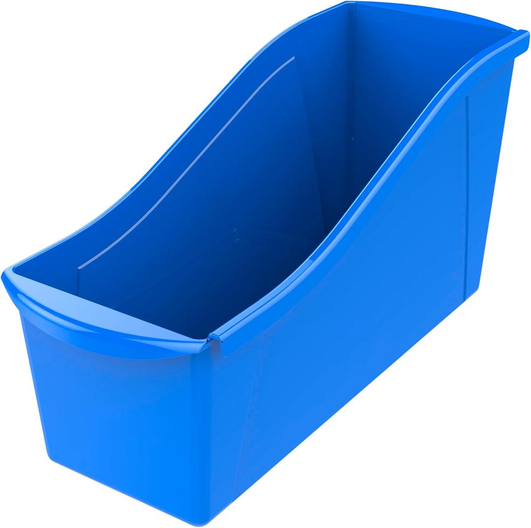 Storex Interlocking Book Bin, Large, 14-1/4 x 5-1/4 x 7 Inches, Blue, 6 Pcs
