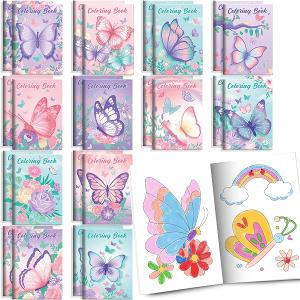 12 Butterfly Mini Coloring Books Kids with 12 Stacking Crayons Butterfly Theme Party Favors Small Activity Books Bulk for Kids Spring Fairy Birthday Party Gift Goodie Bag Stuffers