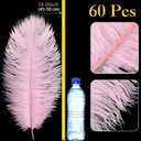 XunYee 60 Pcs Large Natural Ostrich Feathers Plumes Bulk for Centerpiece 18-20 Inch (45-50 Cm) Feathers for DIY Crafts Christmas Wedding Masquerade Party Decorations(Pink)