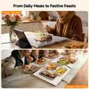 FEPPO Electric Warming Tray with Independent Temp Control, 31"x15" Glass Surface Warming Mat for Food, 10 Temp Settings and Timer, 2-in-1 Food Warmers for Parties Buffet