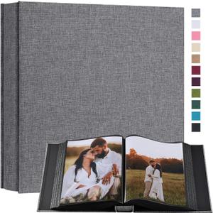 potricher Small 8x10 Photo Album 160 Pockets Linen Cover Large Capacity Picture Book for Family Wedding Anniversary and Baby (Grey)