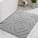 DEXDE Bathroom Rugs 20x32 Inches, Quick Dry Boho Bath Mat Non Slip Geometric Luxury Soft Machine Washable Bath Rugs Carpet for Bathroom Shower Tub Modern Decor, Gray