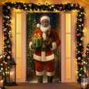 Christmas Door Cover Wrapped Box Santa 35x71 Inch Polyester