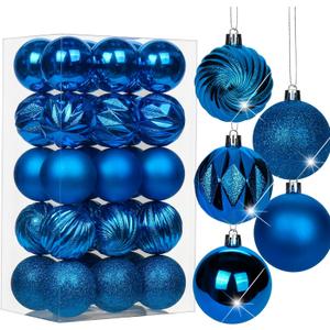 2.36" Christmas Ball Ornaments Blue 30 Pcs Small Shatterproof Christmas Tree Decorations Xmas Tree Christmas Ornaments Balls with Hanging Loop for Wedding Holiday Party Wreath Home Decor