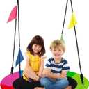 PlayVibe Tree Swing  40 Inch Saucer Swing for Kids Outdoor  Round Disc Hanger with 440Lb Weight Capacity, 600D Oxford Waterproof Fabric Hanging Straps (Multicolor)