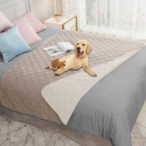 Ameritex Waterproof Dog Bed Cover Pet Blanket for Furniture Bed Couch Sofa Reversible (52x82 Inch (Pack of 1), Cream+beige)