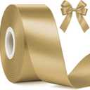 Fullive 1 1/2 Inch Champagne Gold Ribbon, 30 Yards Satin Ribbon, Polyester Satin Ribbons for Wedding Xmas Tree Graduate New Years Decorations DIY Bows Bouquet Gift Wrapping Christmas Favors