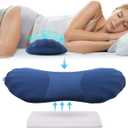 RESTCLOUD Adjustable Lumbar Support Pillow for Sleeping Memory Foam Back Support Pillow for Lower Back Pain Relief and Sleeping, Lumbar Support Pillow for Bed and Chair (Includes a removable pad, Dark Blue)