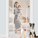 SHYUJAJIE 71 Inch Extra Tall Pet Gate with Small Cat Door, 29.55"-46.06" Adjustable Wide Dog Gate, Tall Cats Gates for Doorway, Stairs, House