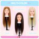 Mannequin Head with Human Hair 80% Real Hair 26-28'' Cosmetology Mannequin Head for Hairdresser Styling Practice on Braiding Manikin Doll Head with Free Clamp Stand and Tools (Blond)