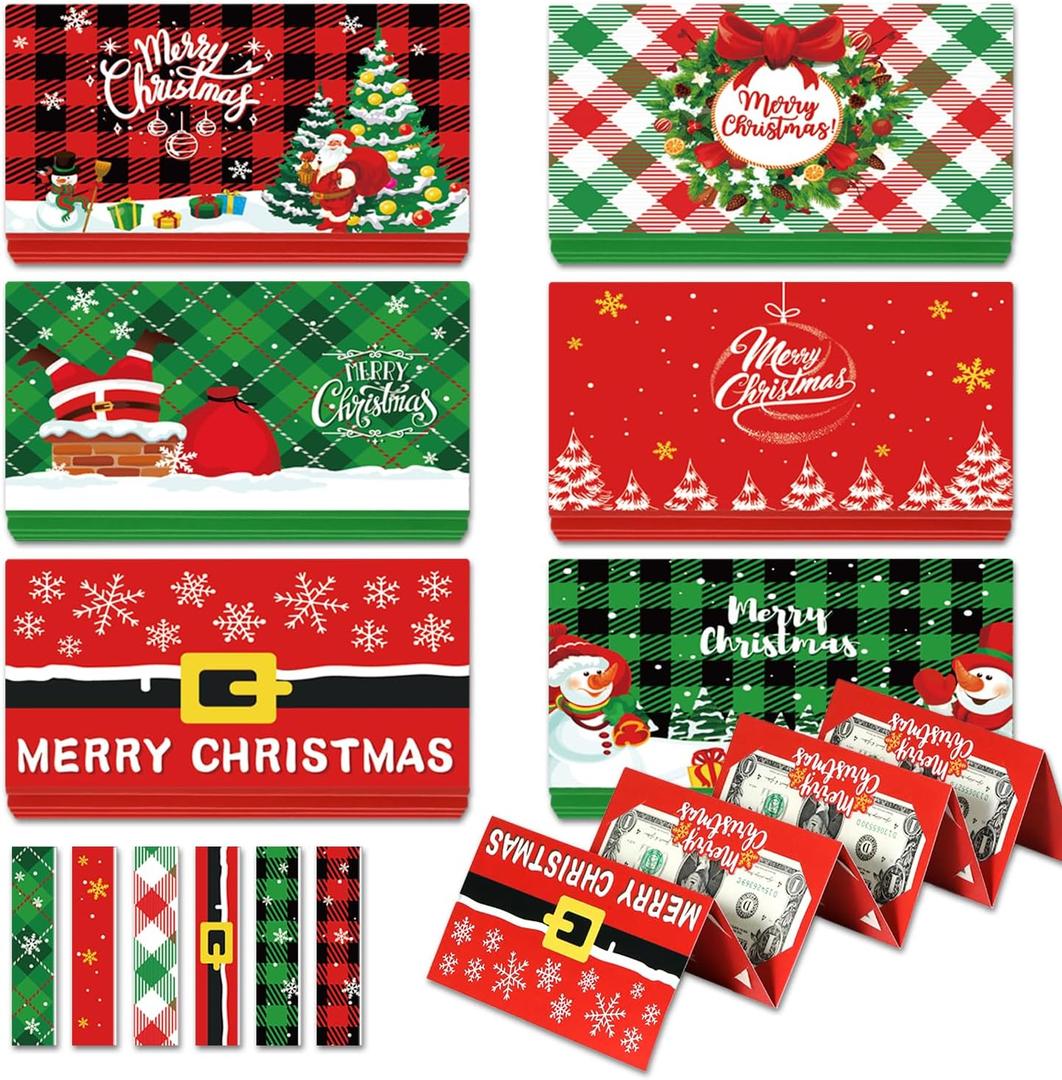 6Pcs Christmas Money Gift Cards Book for Surprise Christmas Gifts, 6 Slots Money Booklet for Xmas Cash Gifts Card Holder, Xmas Money Holders for Cash Gift Ideas